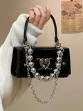 KYLETHOMASW  -  Heart Chain Tote Hand Bag Crossbady Bolsos Mujer 2025 New Simple All-match Sac Femme Small Square Bolso Teenage Girls Bolsas