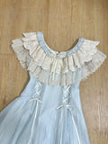 KYLETHOMASW  -  Japanese Kawaii Princess Chiffon Off Shoulder Ruffles Lace Light Blue Midi Dress Women Girls Bow Tie Waist Daily Tea Party Wear