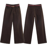 KYLETHOMASW  -  French Fashion Blogger High Waisted Wide-leg Pants Belt Minimalist Brown Vintage Loose Mom Jeans Women's Denim Pants