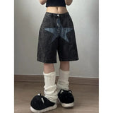 KYLETHOMASW  -  Y2K Printting Calf Length Denim Trouser Vintage Casual Emo Black Pants Women's Street Grunge 2000s High Waist Heart Jeans