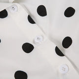 KYLETHOMASW  -  Polka dot short sleeved breasted shirt design with a cinched waist and tie, light and mature satin short commuter top