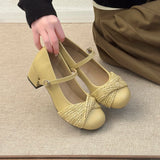 KYLETHOMASW  -  New Spring Thick Heel Women Mary Jane Shoes Concise Shallow Belt Buckle Shoes Ladies Lolita Style Elegant Dress Party Pumps