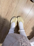 KYLETHOMASW  -  Women Chic Split Toe Leather Ballet Flats Perforated Tabi Style Slip-On Shoes Breathable Design Beige Black Summer