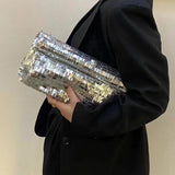 Kylethomasw Fashion Shiny Women Clutch Silver Sequins Trend Party Lady Evening Bags Handbag Phone Clutches Wallet