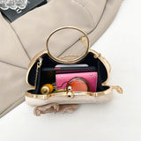 KYLETHOMASW  -  Women's Velvet Clutch Bag 3D Flower Decor Gold Circle Handle Chain Strap Evening Party Crossbody Shoulder Bags Handbag