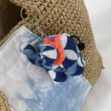 KYLETHOMASW  -  Cute Elephant Shape Straw Tote Bag Hand Woven Beach Bag With Blue Floral Decor Mini Elephant Pendant Handheld Shoulder Bag