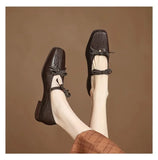 KYLETHOMASW  -  Mary Jane New Women Shoes Ballet Bow Square Toe Mid Heels Nude Shoes Fashion Casual Elegant Shallow Pumps