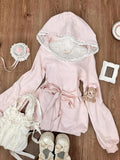 KYLETHOMASW  -  Kawaii Pink Mini Dress with Hooded Women Lace Japanese Short Party Dress Female Elegant One Piece Dress Koreean Fashion Autumn