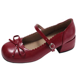KYLETHOMASW  -  Cute Thick Heel Women Mary Jane Shoes Ladies Concise Outdoor Butterfly-knot Pumps 2026 New Spring Women's Leather Single Shoes