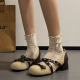 KYLETHOMASW  -  New Spring Vintage Thick Heel Women Mary Jane Shoes Concise Belt Buckle Shoes Female Elegant Party Dress Pumps