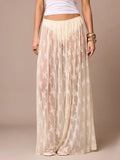 KYLETHOMASW  -  Womens Sexy Sheer Lace Skirt High Waisted Floral Embroidered See Through Ruffled A Line Long Maxi Long Beach Coverup Skirts
