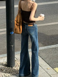 KYLETHOMASW  -  Tall Extended American Retro Spice Girl Low Waist Slightly Pulled Jeans Women's Summer Leg Elastic Straight Flared Pants