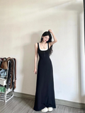 KYLETHOMASW  -  New Fake Two Piece Design Sense Niche Waist Cinching Slimming Long Skirt Black Sleeveless Suspender Dress for Women