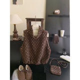 KYLETHOMASW  -  Sweet Winter Korean Sleeveless Flower Print Loose High Strecth All Match Pullover Vests