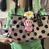 KYLETHOMASW  -  Japanese Retro Polka Dot Tote Bag Women Fashion Large Capacity Shoulder Bag Ladies Lightweight Commute Casual Underarm Bag Chic