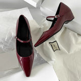 KYLETHOMASW  -  Pointed Toe Women Shoes Buckle Strap Solid Color Retro Designer Brand 5CM High Heel Shallow Female Shoes Concise Casual Shoes