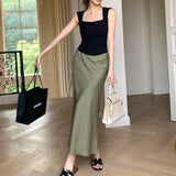 KYLETHOMASW  -  100% Cotton Summer Long Trumpet Skirts Women Flattering High Waist Wrap Hips Skirt Female 2024