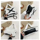 Kylethomasw  Gothic Rivet Plush Shoulder Bag Women Y2k Grunge Winter Subculture Messenger Bag Purse Ladies Harajuku Aesthetic Handbag