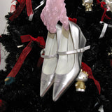 KYLETHOMASW  -  New Fashion Designer Shoes Silver Pointed Toe High Heels Wedge Heel Pumps Buckled Mary Janes Formal Shoes T Stage Catwalk Shoes