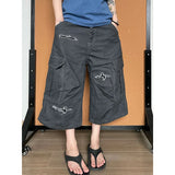 KYLETHOMASW  -  Summer Women Blue Cargo Jean Shorts Y2K American Harajuku High Street Aesthetic 2000s Style Vintage Denim Shorts Clothing