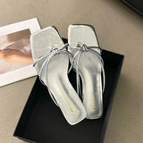 KYLETHOMASW  -  Fashion Shallow Women Thin Heel Slippers Slides Square Toe Ladies Medium Heel Slippers Sandals Shoes Female Flip flops Pumps