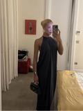 KYLETHOMASW  -  Sexy Halter Women's Dressess Elegant  Lace Up Backless Sleeveless Oversize Dress Female Summer New Lady Party Robes