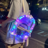 KYLETHOMASW  -  Large Capacity LED Lights Schoolbag Adjustable Straps Waterproof PVC Transparent Backpack Visible Multi-functional