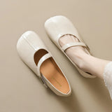 KYLETHOMASW  -  Retro Belt Strap Mary Janes Woman Lolita Flats Shoes Square Toe Cozy Slip On Loafers Female Solid Pu Leather Mocasines De Mujer