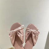 KYLETHOMASW  -  New Women Elegant Casual Bow Flat Sandals Soft Sole Open Toe Slip on Beach Outdoor Daily Wear Slippers Household Goods