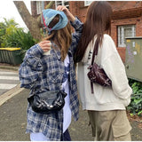 KYLETHOMASW  -  Korean Brand Women's Shoulder Bag Retro Rivet Underarm Bag 2025 Zipper Design Motorcycle Bag High Quality Large Capacity Handbag