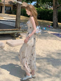 KYLETHOMASW  -  Vintage Y2k Spaghetti Strap Dress Women New Casual Print Midi Dress Female Korean Slim Beach Boho One Pieces Vestidos