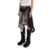 KYLETHOMASW  -  Vintage Leopard Print Patchwork Plaid Skirts Y2k High Waist Lace Up Skirt for Women Summer New Faldas Sexy Mujer