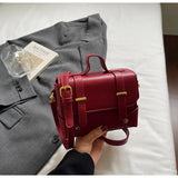 KYLETHOMASW  -  Ladies Fashionable PU Leather Square Box Bag Urban Simple Style Shoulder Crossbody Bag Daily Match Soft Hardness Zipper Opening