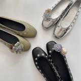 KYLETHOMASW  -  Exclusive design round-head rivet low-cut single shoe for women, new style, casual flat ballet shoes