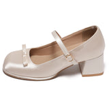 KYLETHOMASW  -  Butterfly-knot Women Mary Jane Shoes Fashion Thick Heel Buckle Strap Dress Shoes Ladies Comfort Spring Autumn Concise Footwear