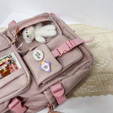 KYLETHOMASW  -  Women Backpack Multi-Pocket Nylon Girls Schoolbag Kawaii Girl Travel Student Bag