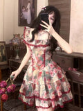 KYLETHOMASW  -  French Vintage Sweet Floral Long Dresses 2026 Spring Summer New Lace Countryside Princess Mini Dress Fairy Causal Party Outfits