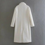 KYLETHOMASW  -  Coat Women Fashion Women's White Single-Breasted Trench AW British Woolen Long Coat