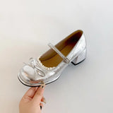 KYLETHOMASW  -  Designer Spring Autumn Thick Heel Women Mary Jane Shoes Concise Butterfly-knot Single Shoes Ladies Elegant Dress Leather Pumps