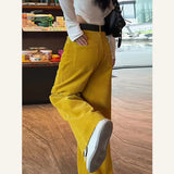 KYLETHOMASW  -  corduroy casual pants for women in autumn and winter popular pants are high waisted warm straight leg wide leg pants