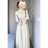 KYLETHOMASW  -  Large Size New Chinese Women Elegant National Style Dress Autumn Winter Cheongsam Improved Version Beautiful Hanfu A-line Dress