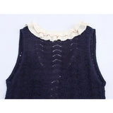 KYLETHOMASW  -  Women Contrasting Ruffle Knit Tank Tops Sexy V Neck Front Tie Holiday Casual Summer Crop Top