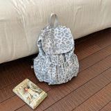 KYLETHOMASW  -  Women Leopard Print Drawstring Backpack Flap Cover Ruched Pockets Shoulder Straps Girls Daily Travel School Small Daypack