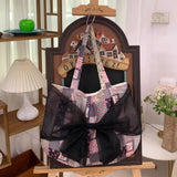 KYLETHOMASW  -  Sweet Y2k Aesthetic Gauze Bow Underarm Bag Patchwork Plaid Floral Print Women Tote Bags High-capacity Harajuku Shoulder Handbags
