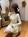 KYLETHOMASW  -  Summer Sweet Knitted Cardigan High Waist Slimming Strap Camisole Dress Set Spicy Girl Two Piece Set Women Outfits