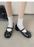 KYLETHOMASW  -  Round Toe JK Women Mary Jane Shoes Ladies Concise Outdoor Butterfly-knot Pumps Spring Autumn Women's Leather Shoes