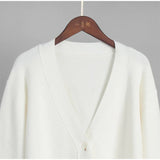 KYLETHOMASW  -  Solid V Neck Single Breasted Knit Cardigan Pocket Front Drop Shoulder 2025 Autumn Casual Women Coat Daily Cozy Chic Lady Sweater