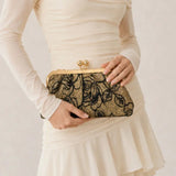 KYLETHOMASW  -  Vintage Lace Kiss Lock Clutch Bag Women Gold Metal Frame Chain Strap Evening Wedding Party Elegant Mini Shoulder Hand Purse