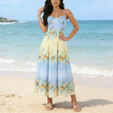 KYLETHOMASW  -  Boho Beach Party Dress Summer Causal Sexy Sleeveless Strap Dresses for Women Floral Print Vintage Holiday Long Vestidos Robe