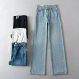 KYLETHOMASW  -  New Ladies' Patchwork Design Flared Pants Casual Denim Pants Retro Style Spice Girls Trousers High Waist Solid Color Jeans